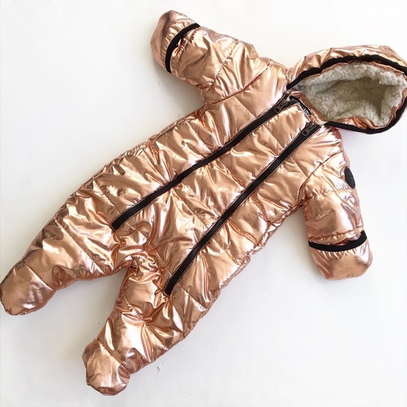 Steve Madden rose gold pram snowsuit EUC 3-6 month - Picture 1 of 5